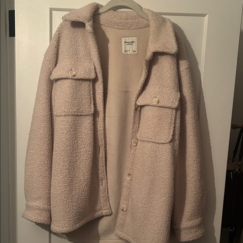 Cream Sherpa Abercrombie Shacket